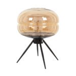 GLOBOSTAR® JAVAN 00737 Μοντέρνο Επιτραπέζιο Φωτιστικό Πορτατίφ με Ντουί 1 x E27 AC 220-240V IP20 - Μελί & Μαύρο - Μ30 x Π30 x Y19cm - Image 4