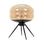 GLOBOSTAR® JAVAN 00737 Μοντέρνο Επιτραπέζιο Φωτιστικό Πορτατίφ με Ντουί 1 x E27 AC 220-240V IP20 - Μελί & Μαύρο - Μ30 x Π30 x Y19cm - Image 5