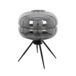 GLOBOSTAR® JAVAN 00738 Μοντέρνο Επιτραπέζιο Φωτιστικό Πορτατίφ με Ντουί 1 x E27 AC 220-240V IP20 - Μαύρο Φιμέ & Μαύρο - Μ30 x Π30 x Y19cm