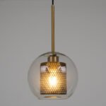 GLOBOSTAR® AVERY 00739 Μοντέρνο Κρεμαστό Φωτιστικό Οροφής με Ντουί 1 x E27 AC 220-240V IP20 - Διάφανο & Χρυσό - Μ18 x Π18 x Υ38cm - Image 3