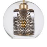 GLOBOSTAR® AVERY 00739 Μοντέρνο Κρεμαστό Φωτιστικό Οροφής με Ντουί 1 x E27 AC 220-240V IP20 - Διάφανο & Χρυσό - Μ18 x Π18 x Υ38cm - Image 6