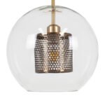 GLOBOSTAR® AVERY 00740 Μοντέρνο Κρεμαστό Φωτιστικό Οροφής με Ντουί 1 x E27 AC 220-240V IP20 - Διάφανο & Χρυσό - Μ30 x Π30 x Υ48cm - Image 6