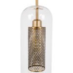 GLOBOSTAR® AVERY 00741 Μοντέρνο Κρεμαστό Φωτιστικό Οροφής με Ντουί 1 x E27 AC 220-240V IP20 - Διάφανο & Χρυσό - Μ15 x Π15 x Υ60cm - Image 6