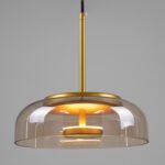 GLOBOSTAR® CHARLOTTE 00744 Μοντέρνο Κρεμαστό Φωτιστικό Οροφής LED 5W 500lm 180° AC 220-240V IP20 Θερμό Λευκό 2700K - Lumileds SMD Chip - Μελί & Χρυσό - Μ23 x Π23 x Υ23cm - 2 Χρόνια Εγγύηση - Image 3