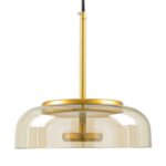 GLOBOSTAR® CHARLOTTE 00744 Μοντέρνο Κρεμαστό Φωτιστικό Οροφής LED 5W 500lm 180° AC 220-240V IP20 Θερμό Λευκό 2700K - Lumileds SMD Chip - Μελί & Χρυσό - Μ23 x Π23 x Υ23cm - 2 Χρόνια Εγγύηση - Image 5