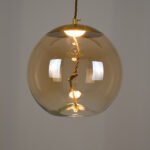 GLOBOSTAR® AXTON 00748 Μοντέρνο Κρεμαστό Φωτιστικό Οροφής LED 5W 500lm 180° AC 220-240V IP20 Θερμό Λευκό 2700K - Sanan SMD Chip - Χρυσό & Μελί - Μ30 x Π30 x Υ30cm - 2 Xρόνια Εγγύηση - Image 3