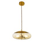 GLOBOSTAR® ΑΧΤΟΝ 00750 Μοντέρνο Κρεμαστό Φωτιστικό Οροφής LED 7W 500lm 180° AC 220-240V IP20 Θερμό Λευκό 2700K - Sanan SMD Chip - Μελί & Χρυσό - Μ30 x Π30 x Υ15cm - 2 Χρόνια Εγγύηση - Image 4