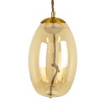 GLOBOSTAR® ΑΧΤΟΝ 00754 Μοντέρνο Κρεμαστό Φωτιστικό Οροφής LED 7W 500lm 180° AC 220-240V IP20 Θερμό Λευκό 2700K - Sanan SMD Chip - Μελί & Χρυσό - Μ17 x Π17 x Υ18cm - 2 Χρόνια Εγγύηση - Image 5