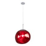 GLOBOSTAR® DIXAR 00763 Μοντέρνο Κρεμαστό Φωτιστικό Οροφής με Ντουί 1 x E27 AC 220-240V IP20 - Κόκκινο & Ασημί - Μ36 x Π36 x Υ45cm - Image 3