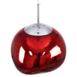 GLOBOSTAR® DIXAR 00763 Μοντέρνο Κρεμαστό Φωτιστικό Οροφής με Ντουί 1 x E27 AC 220-240V IP20 - Κόκκινο & Ασημί - Μ36 x Π36 x Υ45cm - Image 5