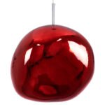 GLOBOSTAR® DIXAR 00763 Μοντέρνο Κρεμαστό Φωτιστικό Οροφής με Ντουί 1 x E27 AC 220-240V IP20 - Κόκκινο & Ασημί - Μ36 x Π36 x Υ45cm - Image 6