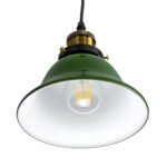 GLOBOSTAR® LIBRARY 00768 Vintage Κρεμαστό Φωτιστικό Οροφής με Ντουί 1 x E27 AC 220-240V IP20 - Πράσινο & Χρυσό - Μ18 x Π18 x Υ18cm - Image 6