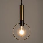 GLOBOSTAR® OLVERO 00772 Μοντέρνο Κρεμαστό Φωτιστικό Οροφής με Ντουί 1 x E27 AC 220-240V IP20 - Μαύρο & Χρυσό - Μ18 x Π4 x Y38cm - Image 3