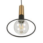 GLOBOSTAR® OLVERO 00772 Μοντέρνο Κρεμαστό Φωτιστικό Οροφής με Ντουί 1 x E27 AC 220-240V IP20 - Μαύρο & Χρυσό - Μ18 x Π4 x Y38cm - Image 6