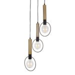 GLOBOSTAR® OLVERO 00773 Μοντέρνο Κρεμαστό Φωτιστικό Οροφής με Ντουί 3 x E27 AC 220-240V IP20 - Μαύρο & Χρυσό - Μ30 x Π30 x Y130cm - Image 4