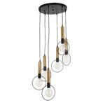 GLOBOSTAR® OLVERO 00774 Μοντέρνο Κρεμαστό Φωτιστικό Οροφής με Ντουί 6 x E27 AC 220-240V IP20 - Μαύρο & Χρυσό - Μ55 x Π55 x Y130cm - Image 4