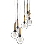 GLOBOSTAR® OLVERO 00774 Μοντέρνο Κρεμαστό Φωτιστικό Οροφής με Ντουί 6 x E27 AC 220-240V IP20 - Μαύρο & Χρυσό - Μ55 x Π55 x Y130cm - Image 5