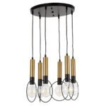 GLOBOSTAR® OLVERO 00774 Μοντέρνο Κρεμαστό Φωτιστικό Οροφής με Ντουί 6 x E27 AC 220-240V IP20 - Μαύρο & Χρυσό - Μ55 x Π55 x Y130cm - Image 6