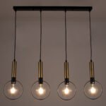 GLOBOSTAR® OLVERO 00775 Μοντέρνο Κρεμαστό Φωτιστικό Οροφής με Ντουί 4 x E27 AC 220-240V IP20 - Μαύρο & Χρυσό - Μ90 x Π18 x Y130cm - Image 3