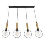 GLOBOSTAR® OLVERO 00775 Μοντέρνο Κρεμαστό Φωτιστικό Οροφής με Ντουί 4 x E27 AC 220-240V IP20 - Μαύρο & Χρυσό - Μ90 x Π18 x Y130cm - Image 4