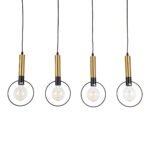 GLOBOSTAR® OLVERO 00775 Μοντέρνο Κρεμαστό Φωτιστικό Οροφής με Ντουί 4 x E27 AC 220-240V IP20 - Μαύρο & Χρυσό - Μ90 x Π18 x Y130cm - Image 5