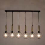 GLOBOSTAR® OLVERO 00776 Μοντέρνο Κρεμαστό Φωτιστικό Οροφής με Ντουί 6 x E27 AC 220-240V IP20 - Μαύρο & Χρυσό - Μ110 x Π18 x Y130cm - Image 3