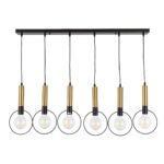 GLOBOSTAR® OLVERO 00776 Μοντέρνο Κρεμαστό Φωτιστικό Οροφής με Ντουί 6 x E27 AC 220-240V IP20 - Μαύρο & Χρυσό - Μ110 x Π18 x Y130cm - Image 4