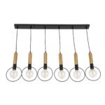 GLOBOSTAR® OLVERO 00776 Μοντέρνο Κρεμαστό Φωτιστικό Οροφής με Ντουί 6 x E27 AC 220-240V IP20 - Μαύρο & Χρυσό - Μ110 x Π18 x Y130cm - Image 5