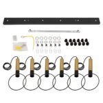 GLOBOSTAR® OLVERO 00776 Μοντέρνο Κρεμαστό Φωτιστικό Οροφής με Ντουί 6 x E27 AC 220-240V IP20 - Μαύρο & Χρυσό - Μ110 x Π18 x Y130cm - Image 8