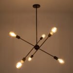 GLOBOSTAR® ZANE 00785 Μοντέρνο Φωτιστικό Οροφής με Ντουί 6 x E27 AC 220-240V IP20 - Χάλκινο - Μ70 x Π70 x Υ100cm - Image 3