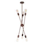 GLOBOSTAR® ZANE 00785 Μοντέρνο Φωτιστικό Οροφής με Ντουί 6 x E27 AC 220-240V IP20 - Χάλκινο - Μ70 x Π70 x Υ100cm - Image 6