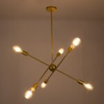 GLOBOSTAR® ZANE 00786 Μοντέρνο Φωτιστικό Οροφής με Ντουί 6 x E27 AC 220-240V IP20 - Χρυσό - Μ70 x Π70 x Υ100cm - Image 3