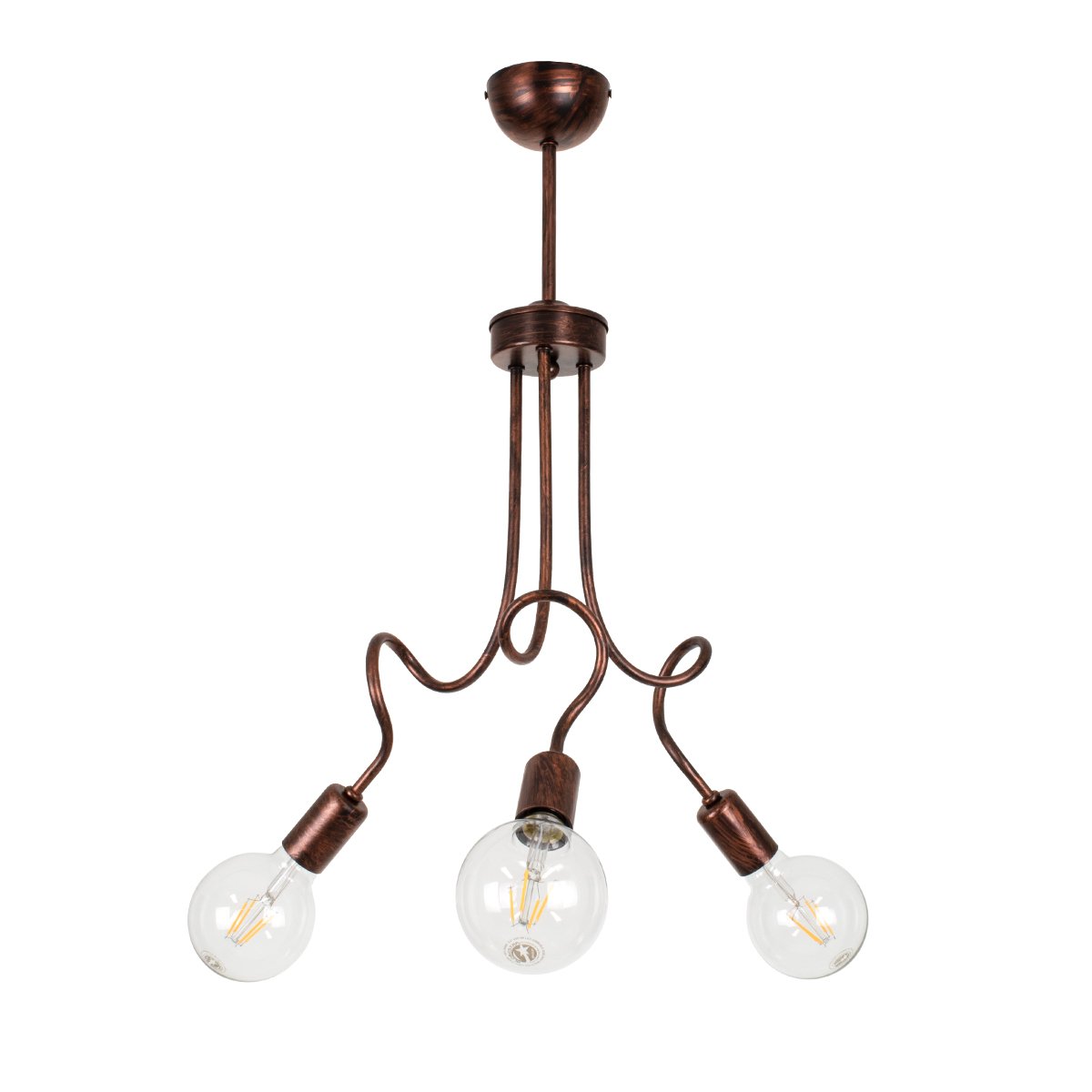 00788_0 GLOBOSTAR® ASPECT 00788 Μοντέρνο Φωτιστικό Οροφής με Ντουί 3 x E27 AC 220-240V IP20 - Χάλκινο - Μ42 x Π42 x Υ60cm - Image 1