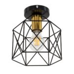 GLOBOSTAR® TRON 00792 Μοντέρνο Φωτιστικό Οροφής με Ντουί 1 x E27 AC 220-240V IP20 - Μαύρο & Χρυσό - Μ18 x Π18 x Υ19.5cm