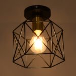 GLOBOSTAR® TRON 00792 Μοντέρνο Φωτιστικό Οροφής με Ντουί 1 x E27 AC 220-240V IP20 - Μαύρο & Χρυσό - Μ18 x Π18 x Υ19.5cm - Image 3