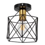 GLOBOSTAR® TRON 00792 Μοντέρνο Φωτιστικό Οροφής με Ντουί 1 x E27 AC 220-240V IP20 - Μαύρο & Χρυσό - Μ18 x Π18 x Υ19.5cm - Image 5