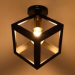 GLOBOSTAR® CUBE 00799 Μοντέρνο Φωτιστικό Οροφής με Ντουί 1 x E27 AC 220-240V IP20 - Μαύρο & Χρυσό - Μ25 x Π25 x Υ25cm - Image 3