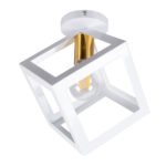 GLOBOSTAR® CUBE 00800 Μοντέρνο Φωτιστικό Οροφής με Ντουί 1 x E27 AC 220-240V IP20 - Λευκό & Χρυσό - Μ25 x Π25 x Υ25cm - Image 4