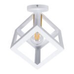 GLOBOSTAR® CUBE 00800 Μοντέρνο Φωτιστικό Οροφής με Ντουί 1 x E27 AC 220-240V IP20 - Λευκό & Χρυσό - Μ25 x Π25 x Υ25cm - Image 5