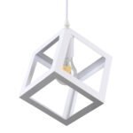 GLOBOSTAR® CUBE 00802 Μοντέρνο Κρεμαστό Φωτιστικό Οροφής με Ντουί 1 x E27 AC 220-240V IP20 - Λευκό - Μ25 x Π25 x Υ25cm - Image 4