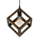 GLOBOSTAR® CUBE 00803 Μοντέρνο Κρεμαστό Φωτιστικό Οροφής με Ντουί 1 x E27 AC 220-240V IP20 - Χάλκινο Εφέ Σκουριάς - Μ25 x Π25 x Υ25cm - Image 5
