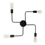 GLOBOSTAR® LIBERTA 00838 Vintage Φωτιστικό Οροφής με Ντουί 4 x E27 AC 220-240V IP20 - Μαύρο - Μ44.5 x Π44.5 x Υ12cm - Image 5