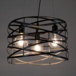 GLOBOSTAR® TOKEN 00855 Μοντέρνο Κρεμαστό Φωτιστικό Οροφής με Ντουί 3 x E27 AC 220-240V IP20 - Μαύρο - Μ43 x Π43 x Υ29cm - Image 3