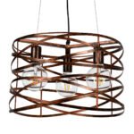 GLOBOSTAR® TOKEN 00856 Μοντέρνο Κρεμαστό Φωτιστικό Οροφής με Ντουί 3 x E27 AC 220-240V IP20 - Χάλκινο Εφέ Σκουριάς - Μ43 x Π43 x Υ29cm