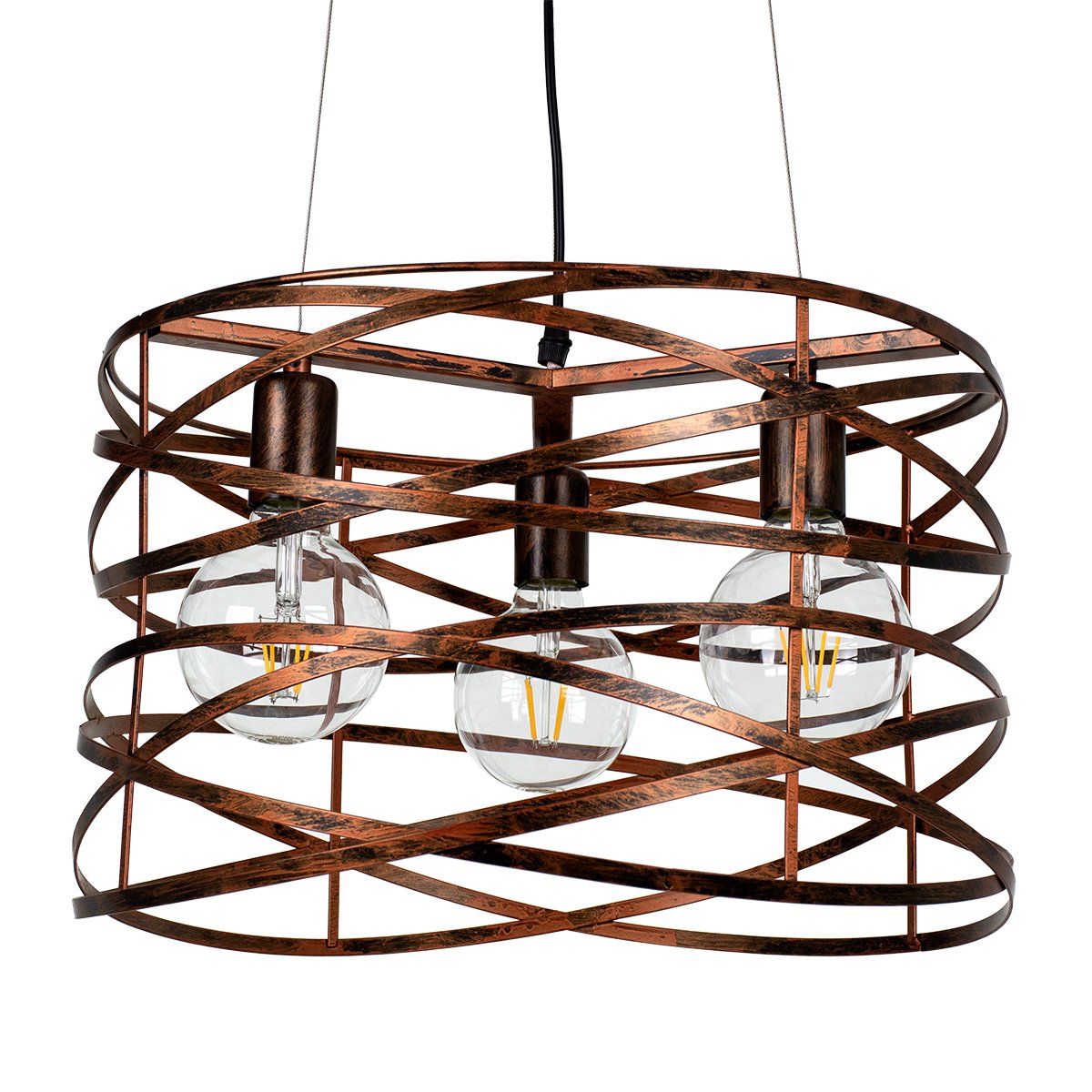 00856_0 GLOBOSTAR® TOKEN 00856 Μοντέρνο Κρεμαστό Φωτιστικό Οροφής με Ντουί 3 x E27 AC 220-240V IP20 - Χάλκινο Εφέ Σκουριάς - Μ43 x Π43 x Υ29cm - Image 1