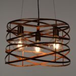 GLOBOSTAR® TOKEN 00856 Μοντέρνο Κρεμαστό Φωτιστικό Οροφής με Ντουί 3 x E27 AC 220-240V IP20 - Χάλκινο Εφέ Σκουριάς - Μ43 x Π43 x Υ29cm - Image 3