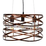 GLOBOSTAR® TOKEN 00856 Μοντέρνο Κρεμαστό Φωτιστικό Οροφής με Ντουί 3 x E27 AC 220-240V IP20 - Χάλκινο Εφέ Σκουριάς - Μ43 x Π43 x Υ29cm - Image 5