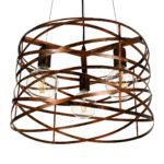 GLOBOSTAR® TOKEN 00856 Μοντέρνο Κρεμαστό Φωτιστικό Οροφής με Ντουί 3 x E27 AC 220-240V IP20 - Χάλκινο Εφέ Σκουριάς - Μ43 x Π43 x Υ29cm - Image 6