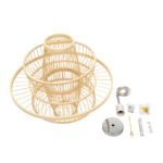 GLOBOSTAR® BALI 00861 Boho Κρεμαστό Φωτιστικό Οροφής με Ντουί 1 x E27 AC 220-240V IP20 - Μπεζ - Μ45 x Π45 x Υ42.5cm - Image 8