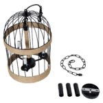 GLOBOSTAR® MERLIN 00865 Vintage Κρεμαστό Φωτιστικό Οροφής με Ντουί 3 x E14 AC 220-240V IP20 - Μαύρο & Μπεζ - Μ28 x Π28 x Υ40cm - Image 12